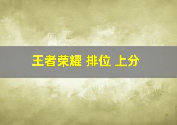 王者荣耀 排位 上分